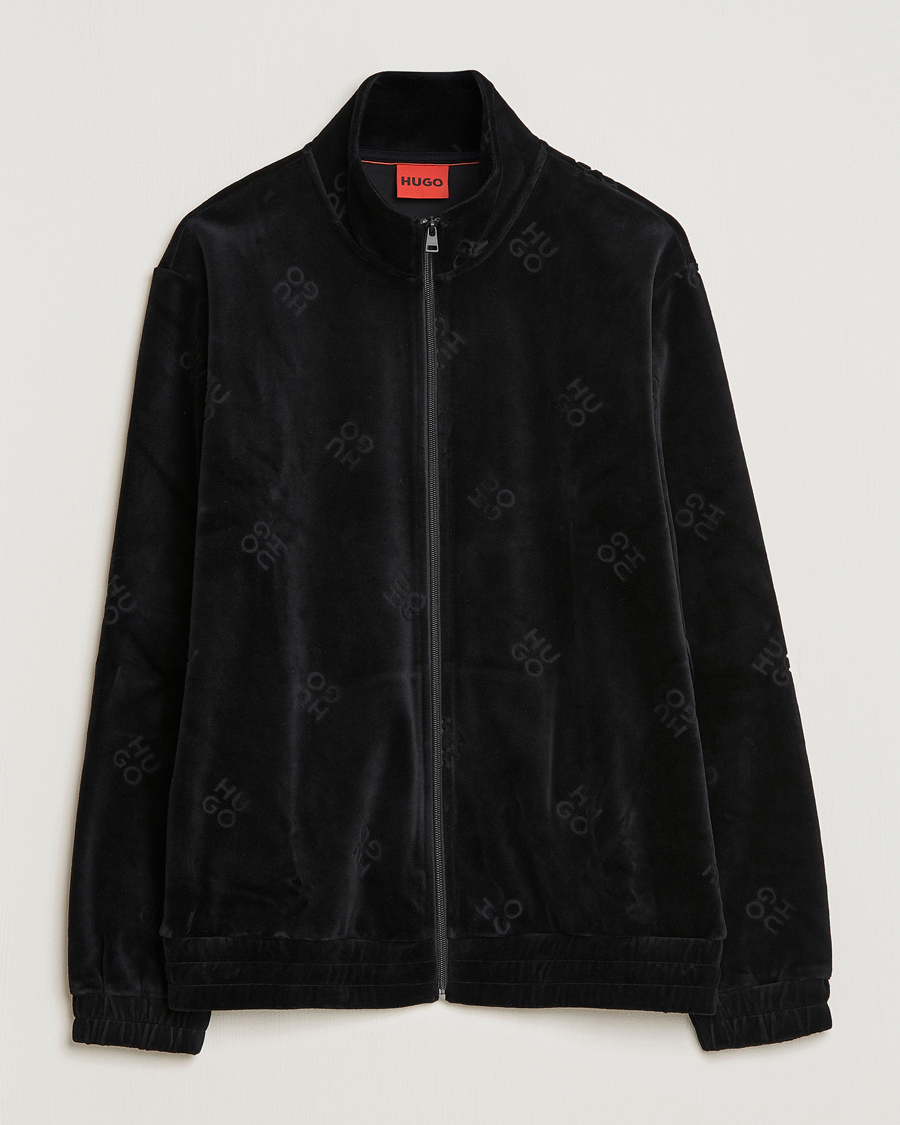 Men | Sweaters & Knitwear | HUGO | Dornbill Velvet Full Zip Jacket Black