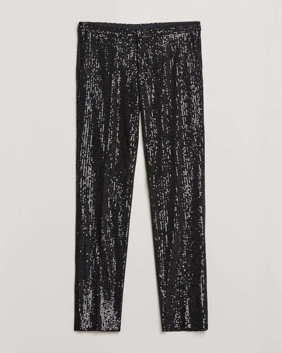 Men | Trousers | HUGO | Hesten Shiny Tuxedo Trousers Black