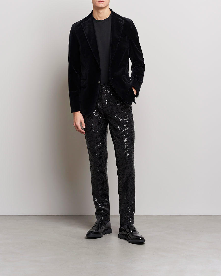Men | Clothing | HUGO | Hesten Shiny Tuxedo Trousers Black