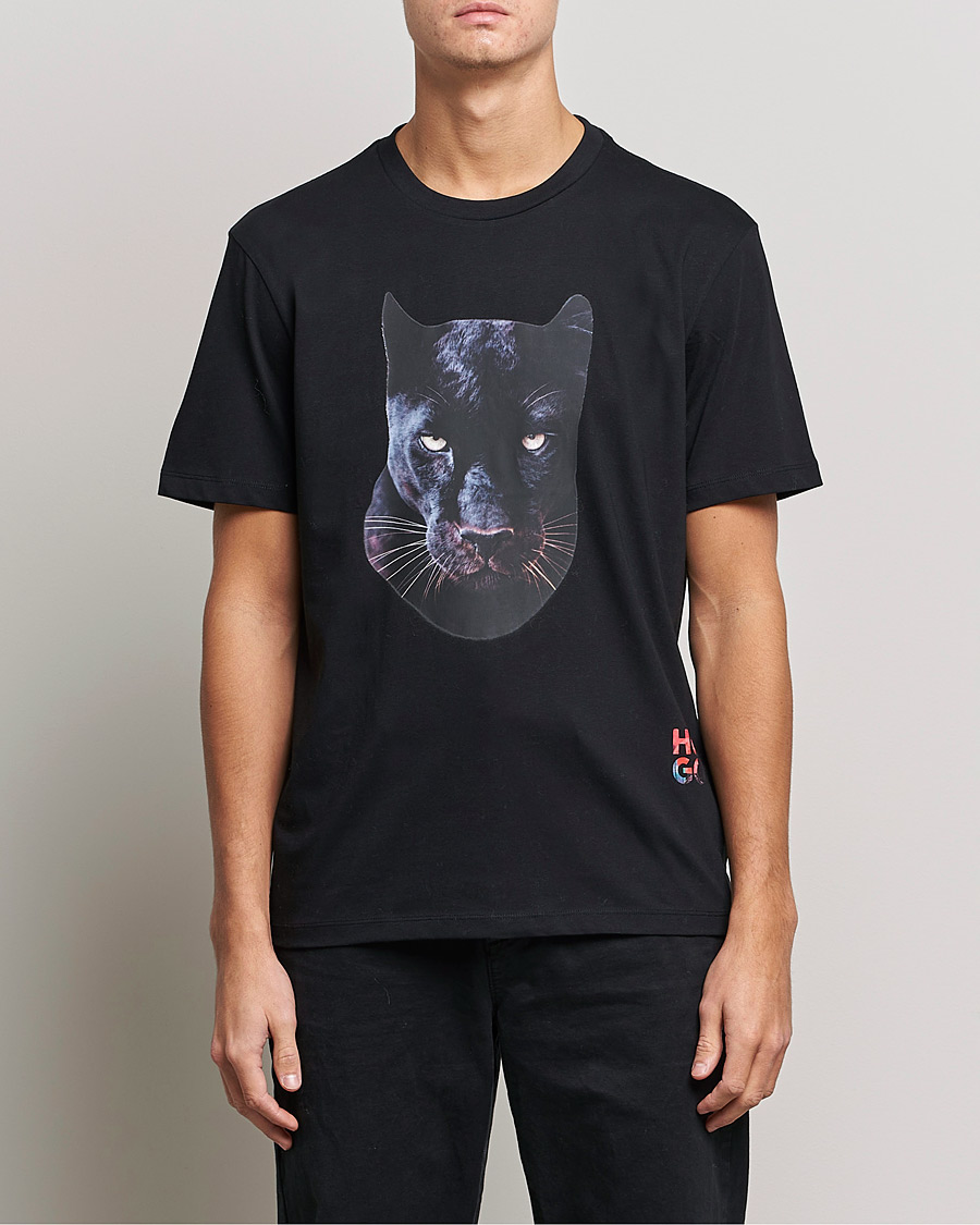 Men | Black t-shirts | HUGO | Deetah Logo Crew Neck T-Shirt Black