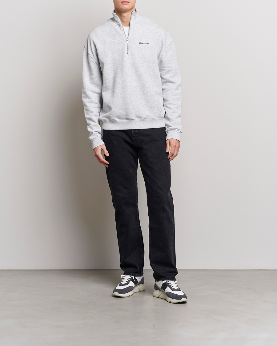 Men | Sweaters & Knitwear | Axel Arigato | Monogram Half Zip Sweater Grey Melange