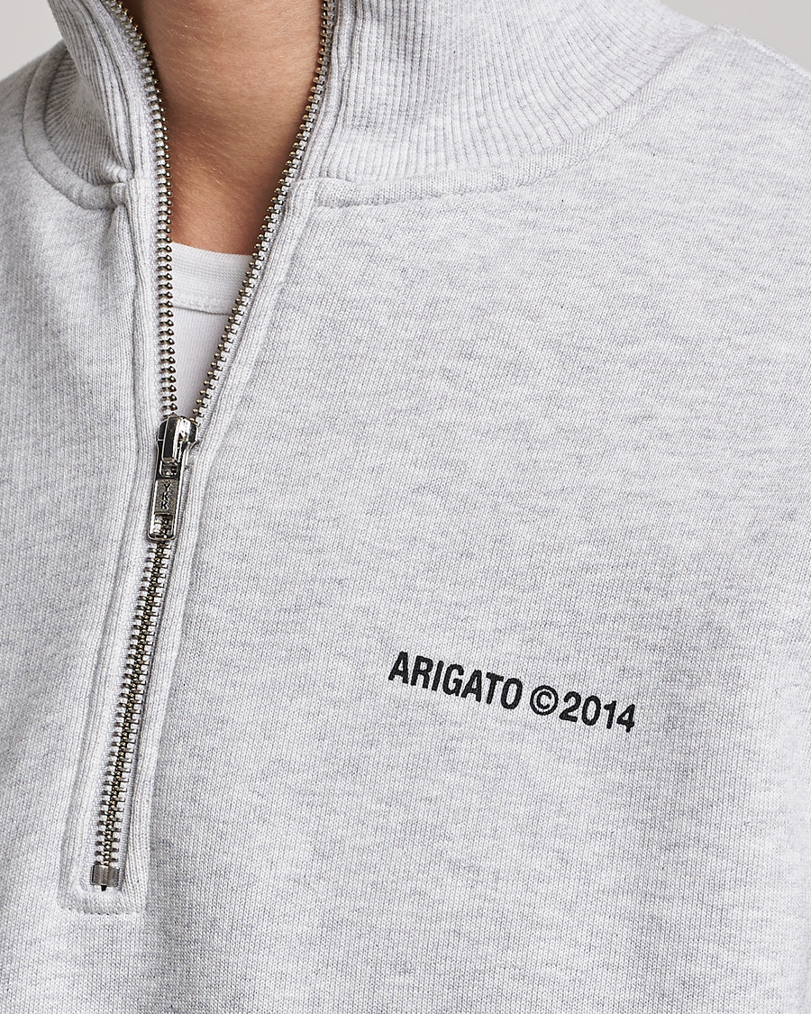 Men | Sweaters & Knitwear | Axel Arigato | Monogram Half Zip Sweater Grey Melange