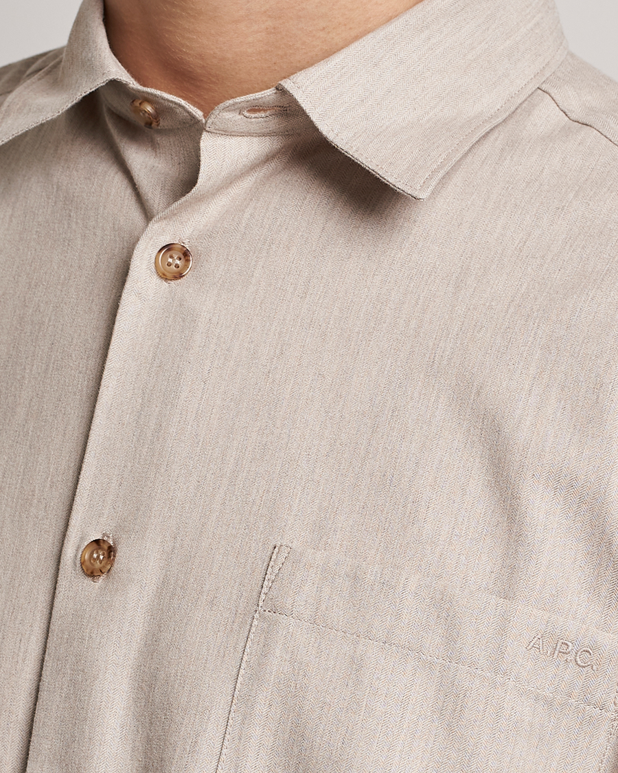 Men | Shirts | A.P.C. | Marlo Flannel Shirt Heather Beige