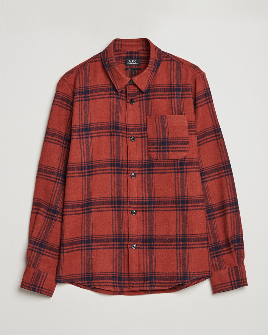 Men | Shirts | A.P.C. | Trek Heavy Overshirt Brick Red