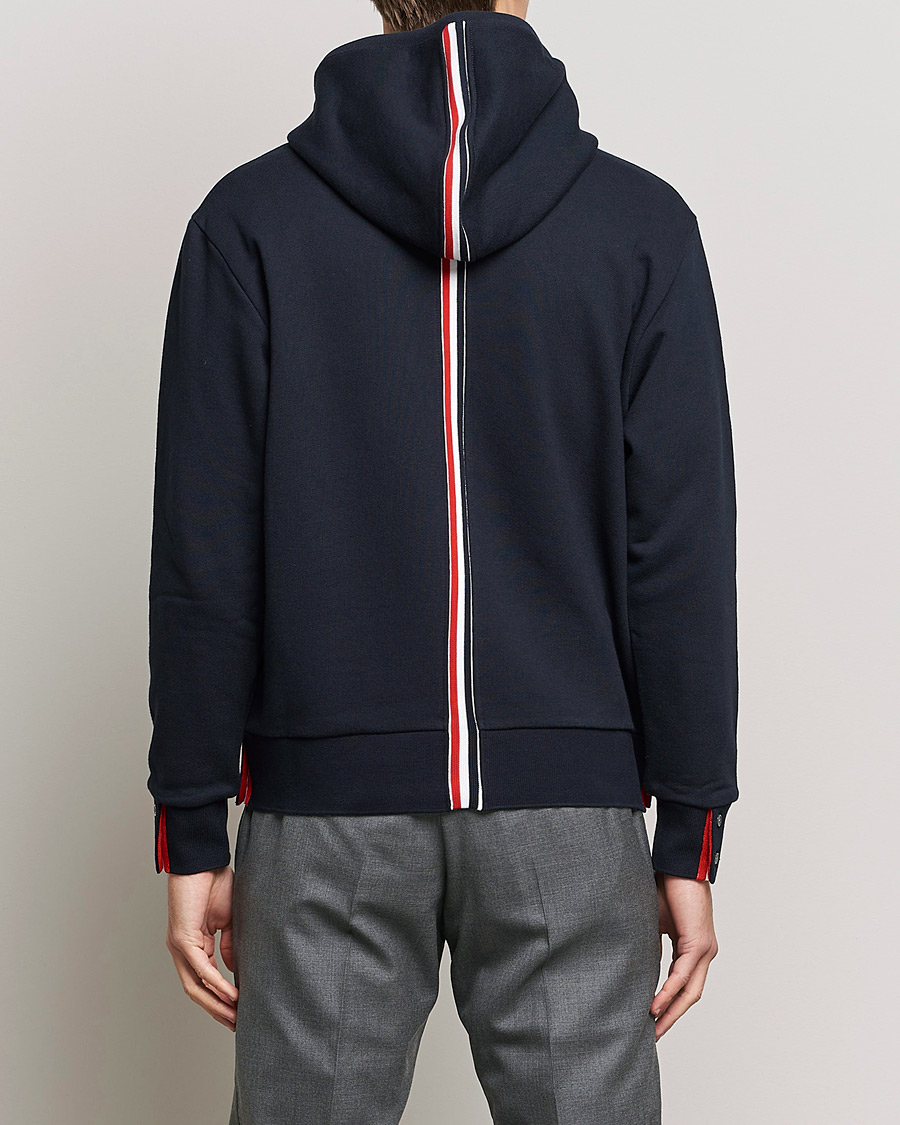 Men | Sweaters & Knitwear | Thom Browne | Center Back Full Zip Hoodie Navy