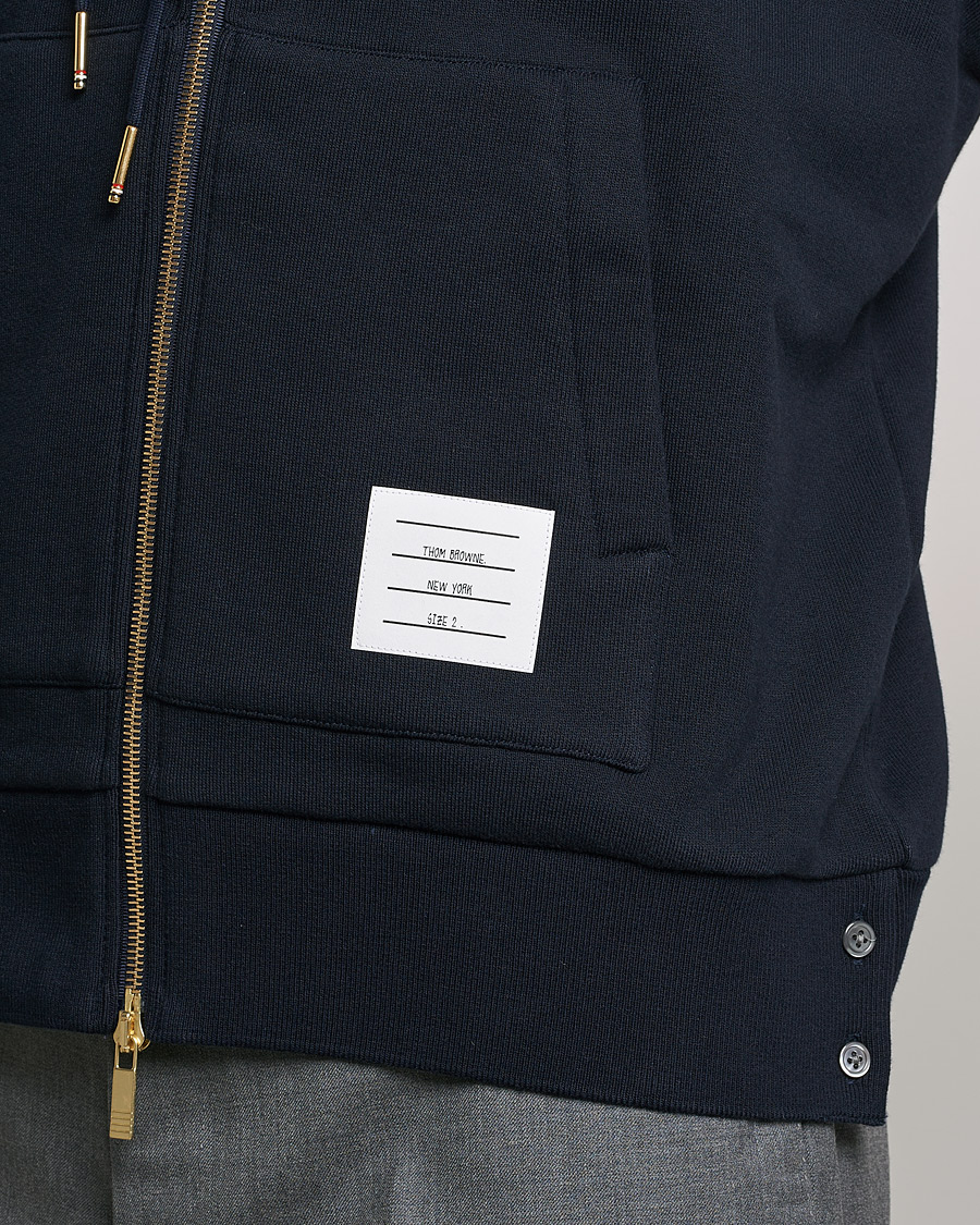 Men | Sweaters & Knitwear | Thom Browne | Center Back Full Zip Hoodie Navy