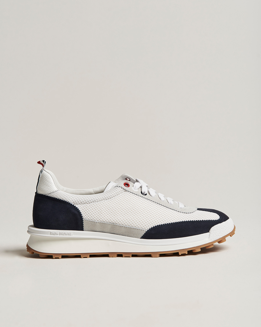 Thom Browne Tech Runner White/Navy Suede at CareOfCarl.com