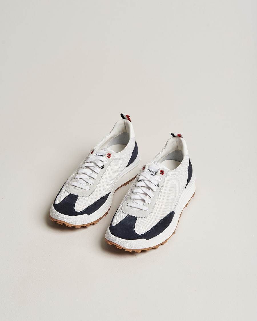 Thom Browne Tech Runner White/Navy Suede at CareOfCarl.com