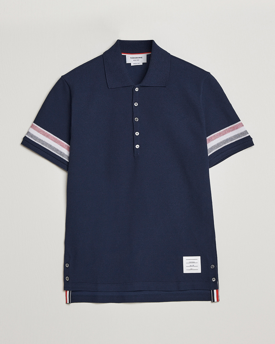Men | Polo Shirts | Thom Browne | RWB Stripe Polo Shirt Navy