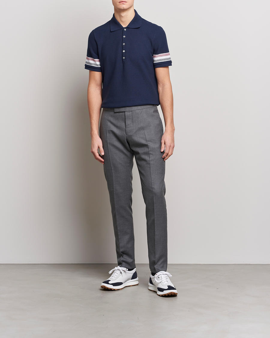 Men | Polo Shirts | Thom Browne | RWB Stripe Polo Shirt Navy