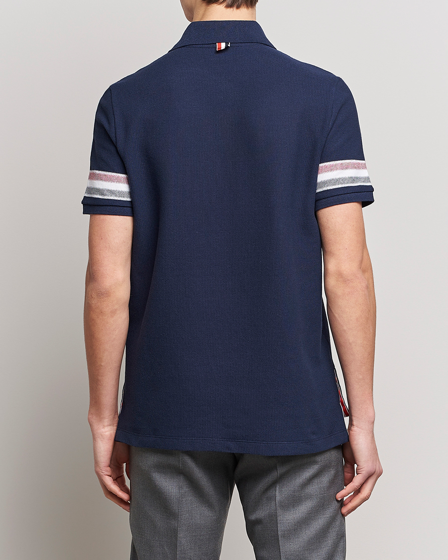 Men | Polo Shirts | Thom Browne | RWB Stripe Polo Shirt Navy