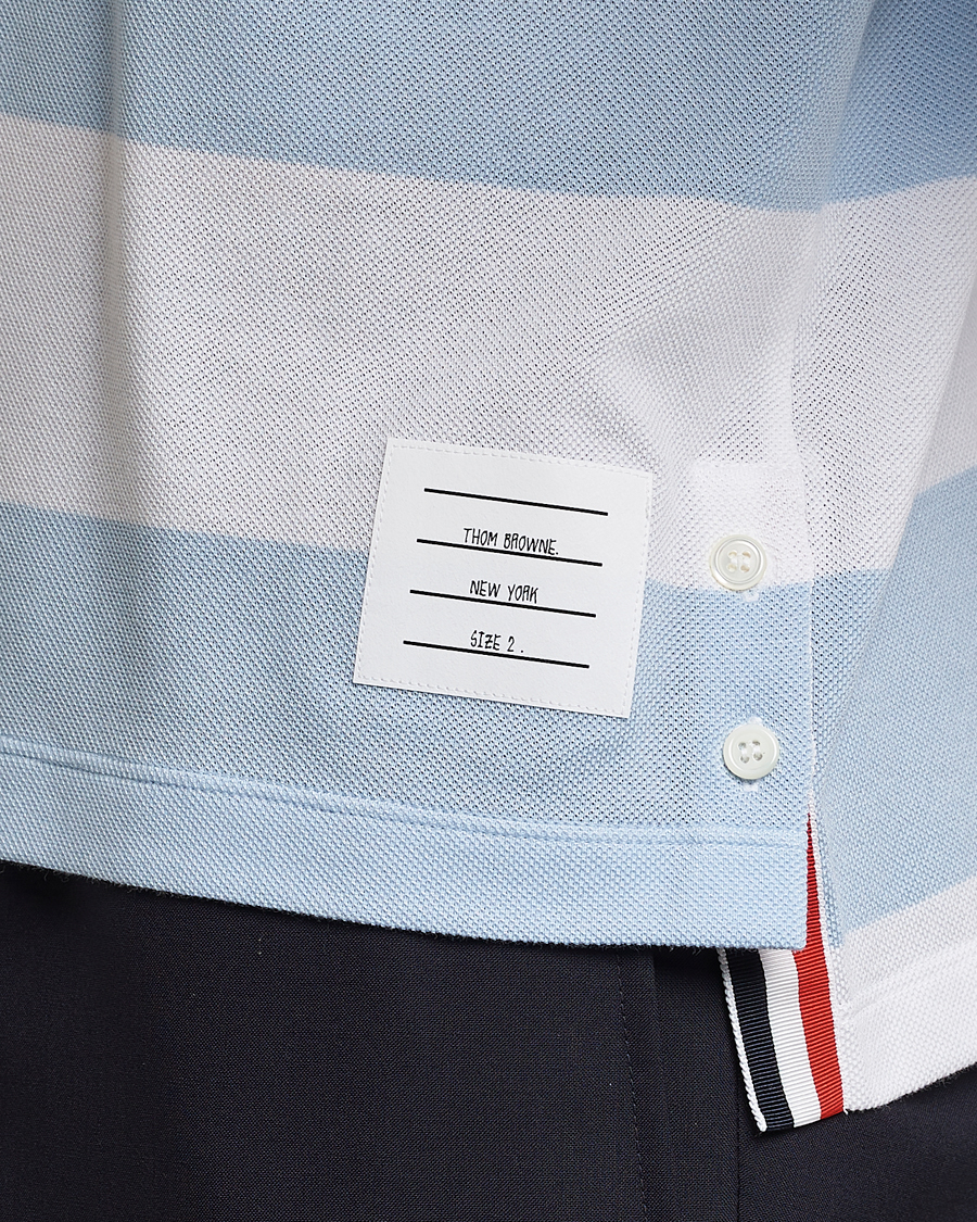 Men | Sweaters & Knitwear | Thom Browne | Rugby Stripe Long Sleeve Polo Light Blue