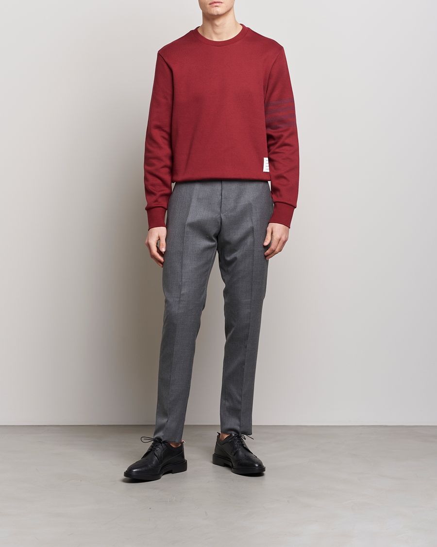 Men | Sweaters & Knitwear | Thom Browne | Tonal 4 Bar Sweatshirt Burgundy
