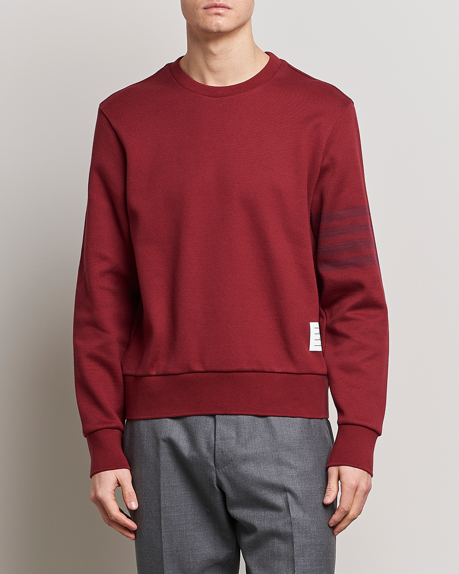 Men | Sweaters & Knitwear | Thom Browne | Tonal 4 Bar Sweatshirt Burgundy