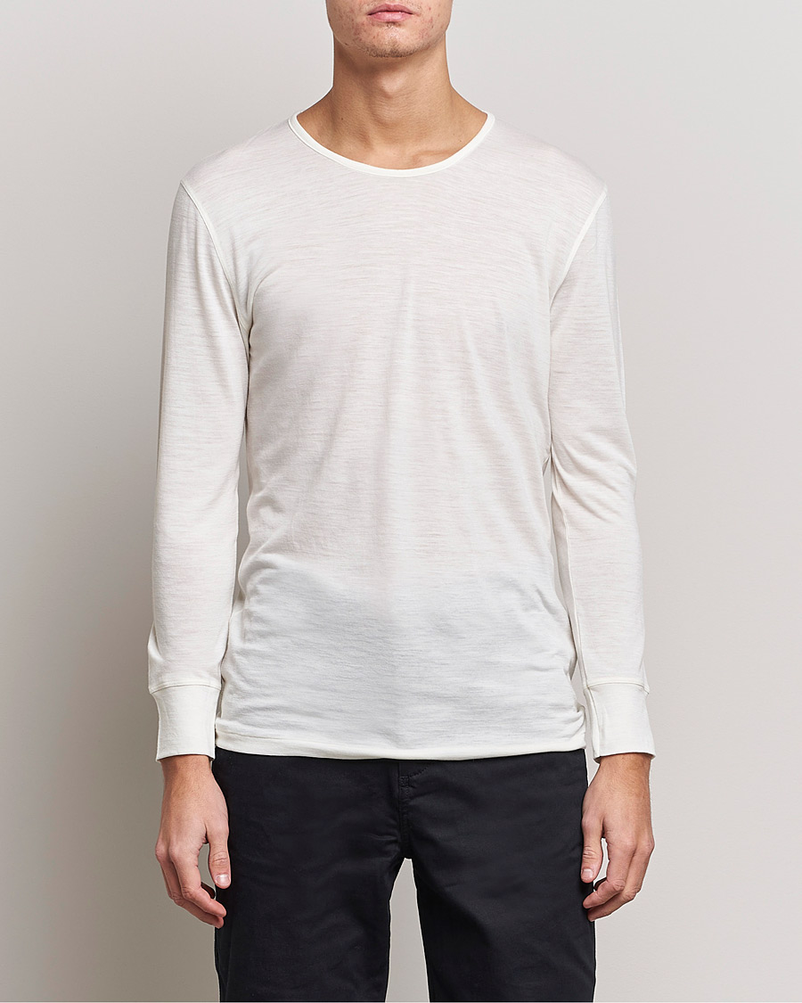 Men | Zimmerli of Switzerland | Zimmerli of Switzerland | Wool/Silk Long Sleeve T-Shirt Ecru