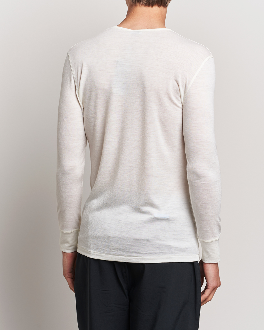 Men | Long Sleeve T-shirts | Zimmerli of Switzerland | Wool/Silk Long Sleeve T-Shirt Ecru
