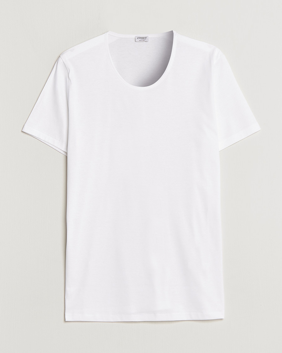 Men |  | Zimmerli of Switzerland | Sea Island Cotton Crew Neck T-Shirt White
