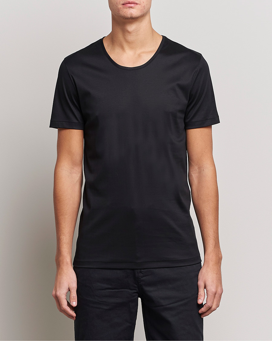 Men | Zimmerli of Switzerland | Zimmerli of Switzerland | Sea Island Cotton Crew Neck T-Shirt Black