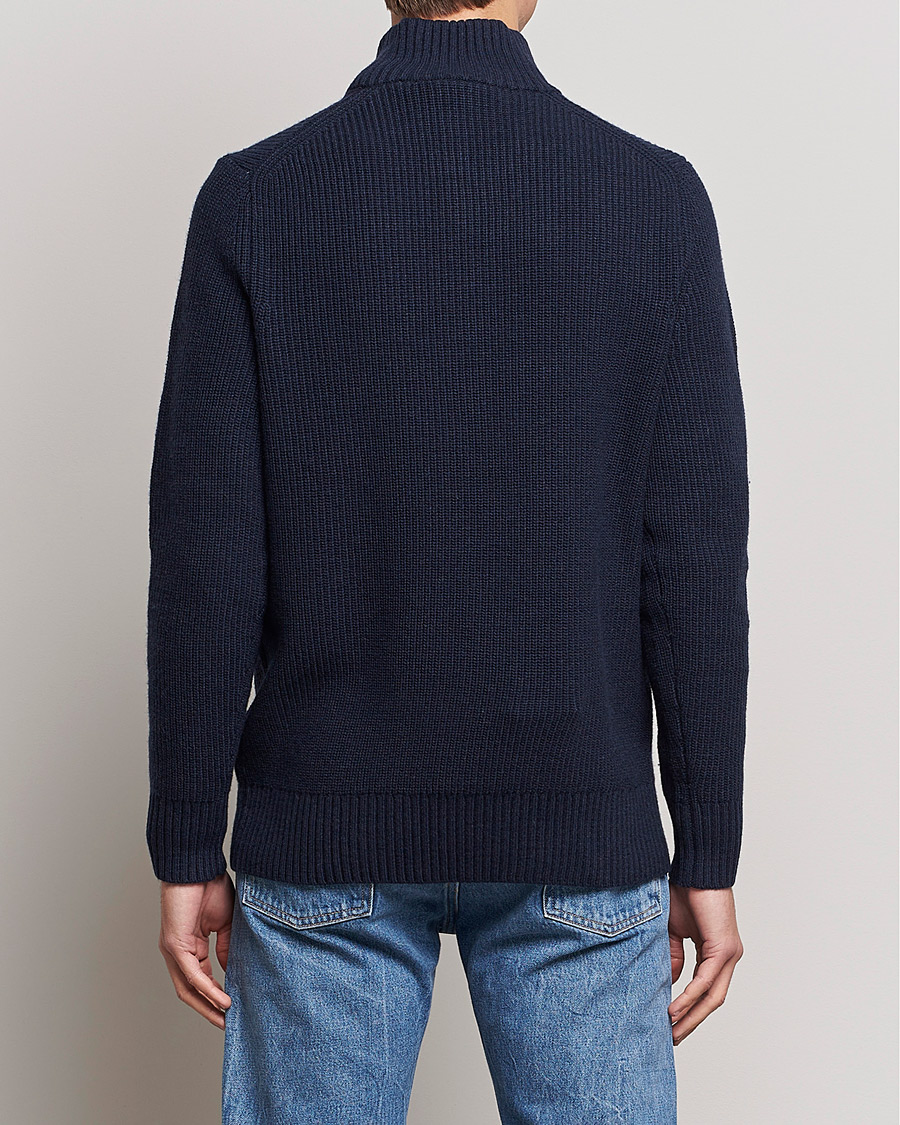 Men | Sweaters & Knitwear | Lyle & Scott | Ribbed Quarter Zip Sweater Navy
