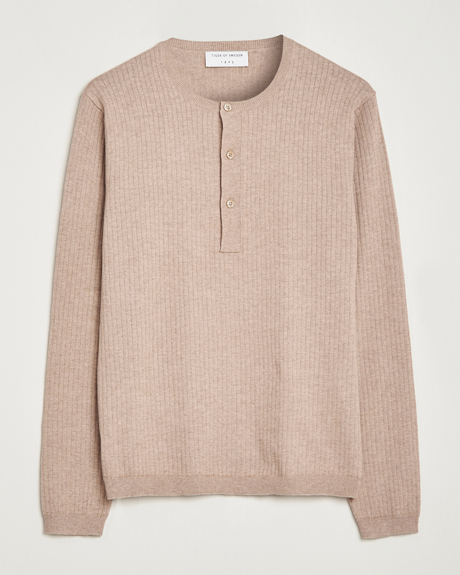 Men | Sweaters & Knitwear | Tiger of Sweden | Nassau Cotton Wool Knitted Sweater Beigie Melange