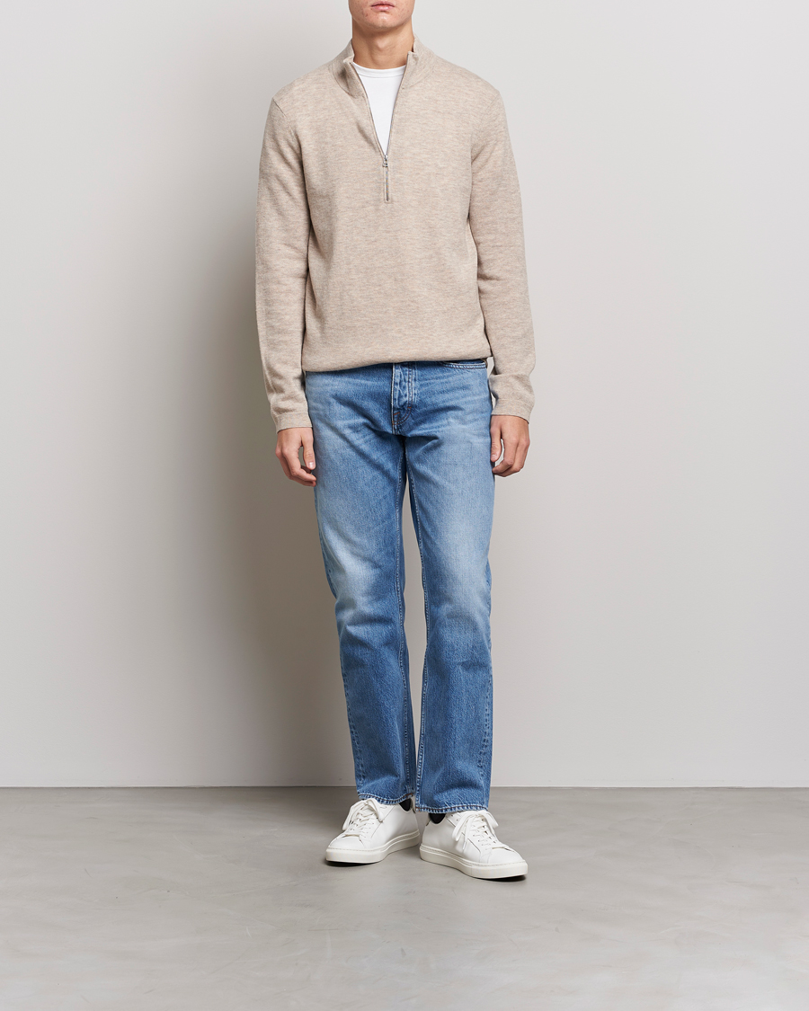 Men |  | Tiger of Sweden | Owain Merino Half Zip Sweater Dark White