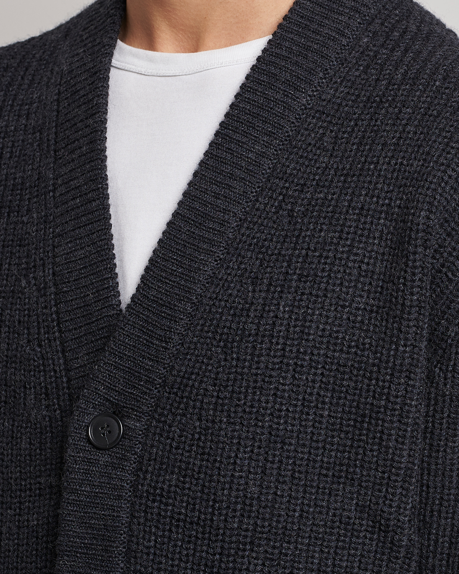 Men | Sweaters & Knitwear | Tiger of Sweden | Reiner Wool Cardigan Dark Grey Mel