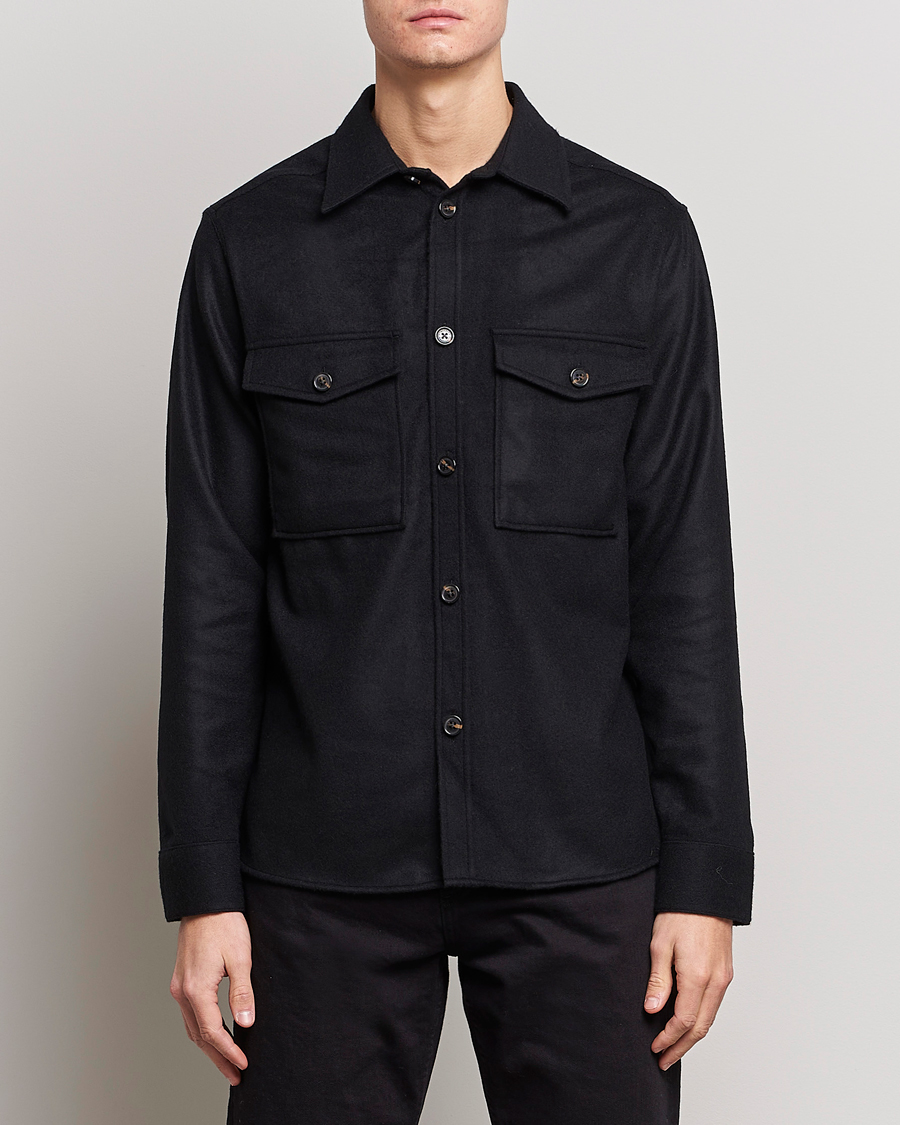 Men | Shirts | J.Lindeberg | Silas Regular Wool Mix Overshirt Black