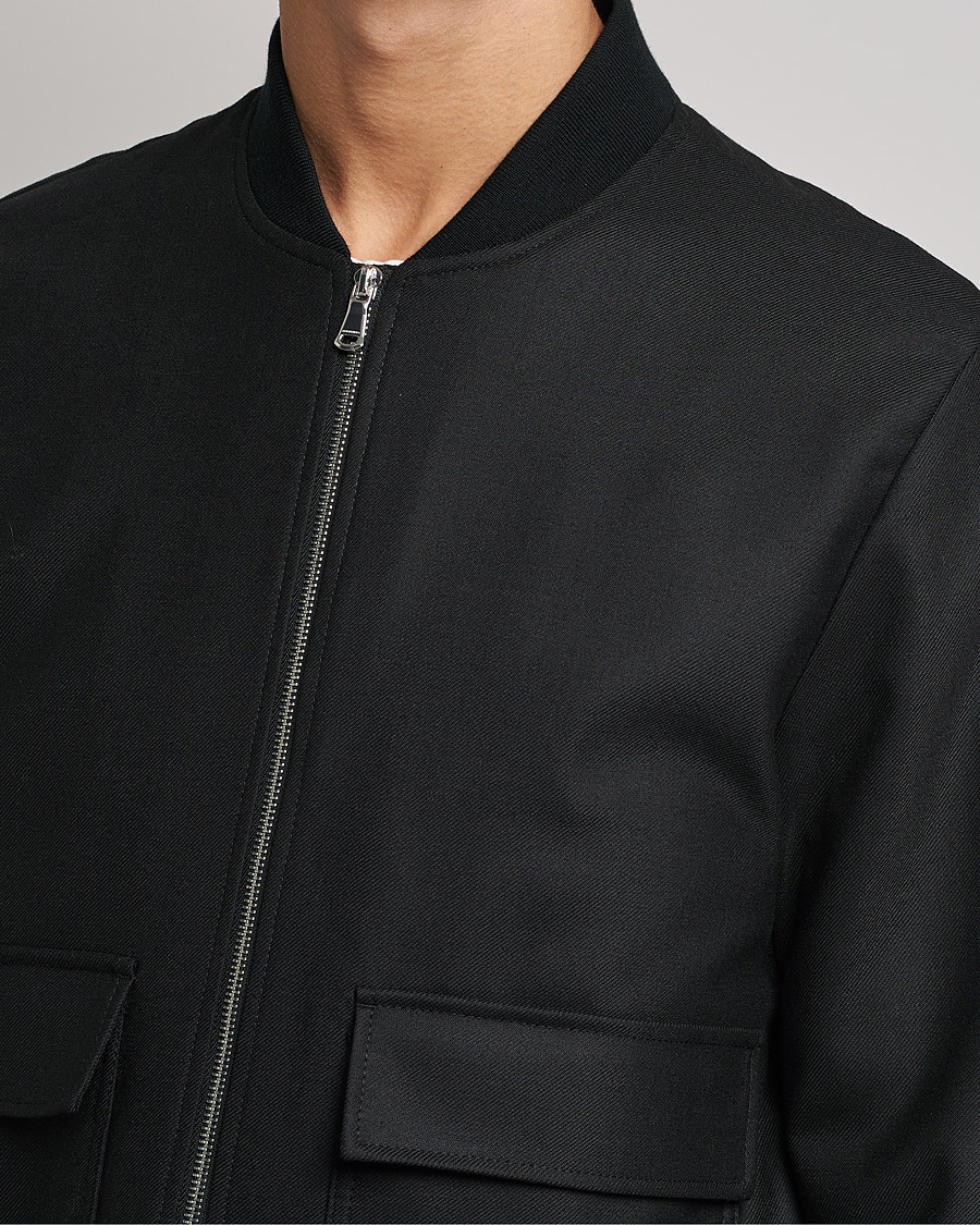 Men | Coats & Jackets | J.Lindeberg | Thom Bomber Wool Twill Jacket Black