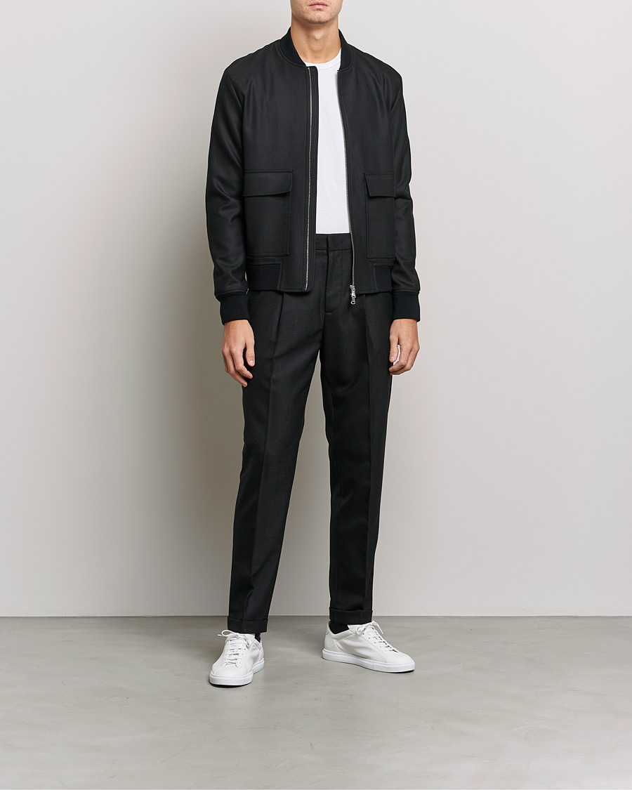 Men | Trousers | J.Lindeberg | Sasha Wool Twill Pants Black