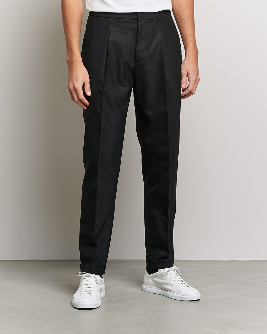 Men | Trousers | J.Lindeberg | Sasha Wool Twill Pants Black
