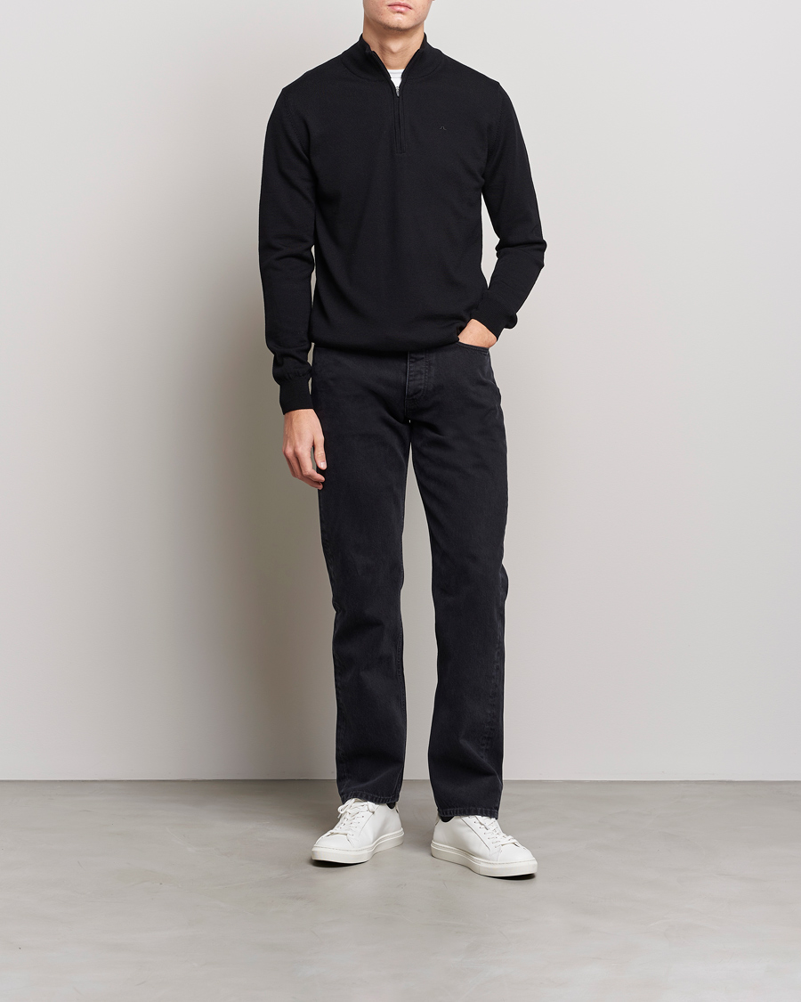 Men |  | J.Lindeberg | Kian Quarter Zip Merino Sweater Black
