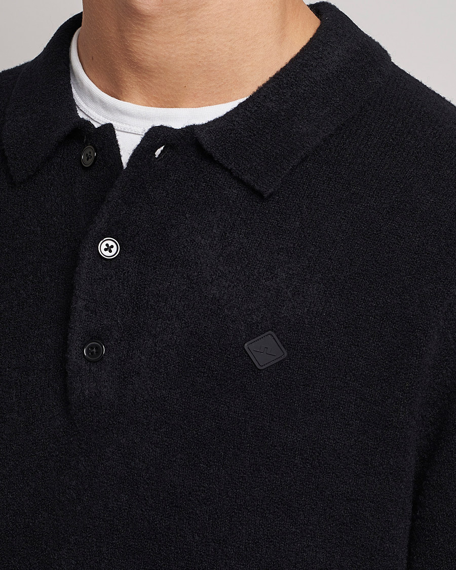Men | Sweaters & Knitwear | J.Lindeberg | Yann Merino Logo PoloShirt Black