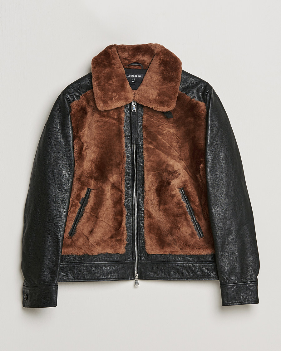 Men | Coats & Jackets | J.Lindeberg | Grizzly Sheepskin Leather Jacket Chipmunk