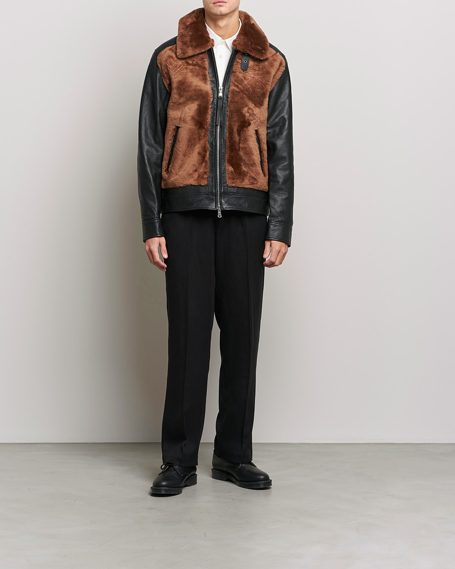 Men | Coats & Jackets | J.Lindeberg | Grizzly Sheepskin Leather Jacket Chipmunk