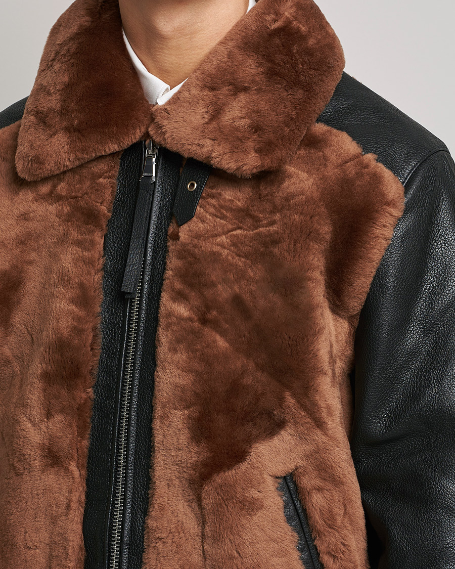 Men | Coats & Jackets | J.Lindeberg | Grizzly Sheepskin Leather Jacket Chipmunk