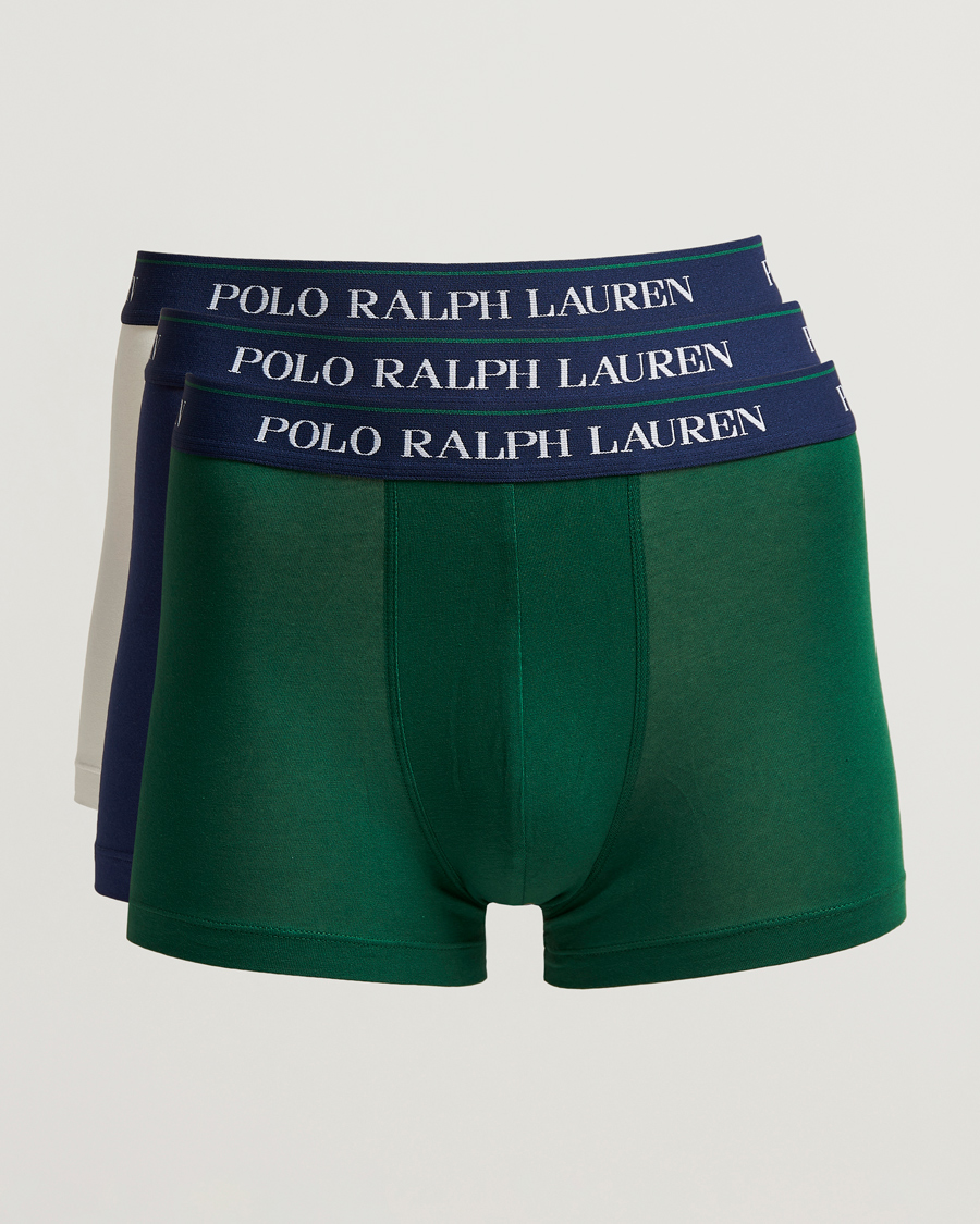 Men | Underwear & Socks | Polo Ralph Lauren | 3-Pack Trunk Green/White/Navy