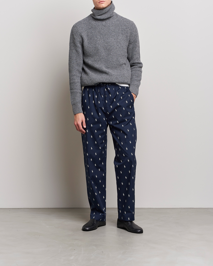 Men | Pyjamas & Robes | Polo Ralph Lauren | Cotton Printed Pony Pyjama Pants Navy