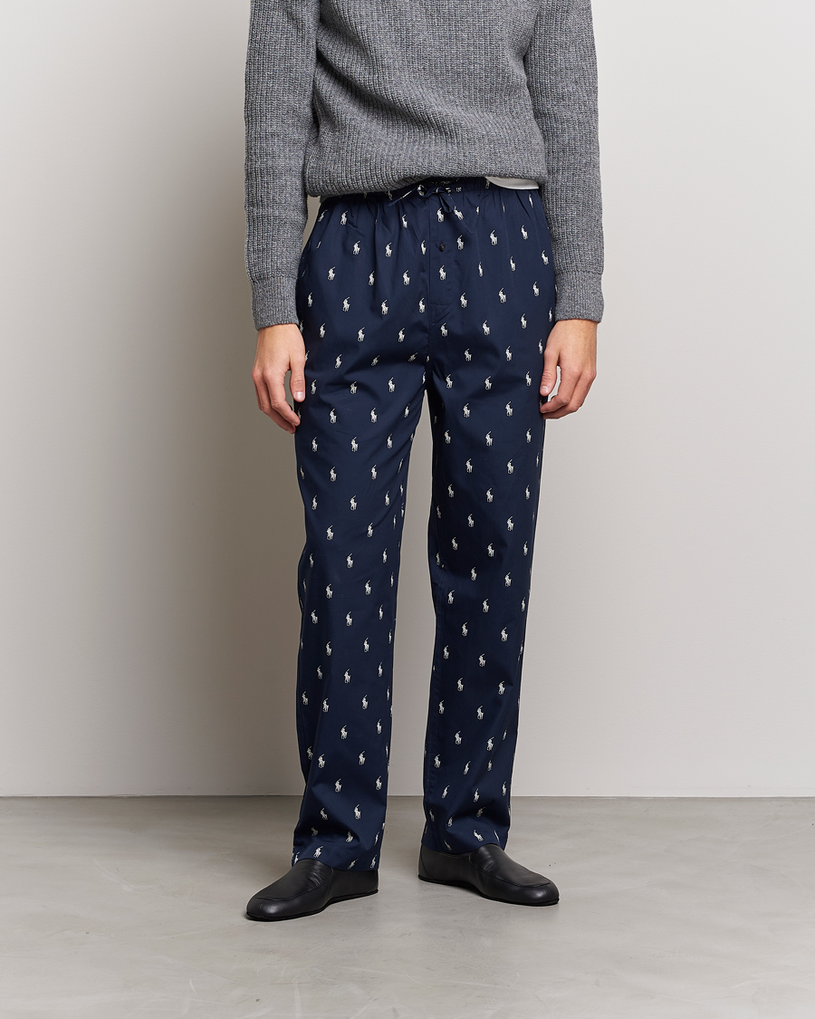 Men | Pyjamas & Robes | Polo Ralph Lauren | Cotton Printed Pony Pyjama Pants Navy