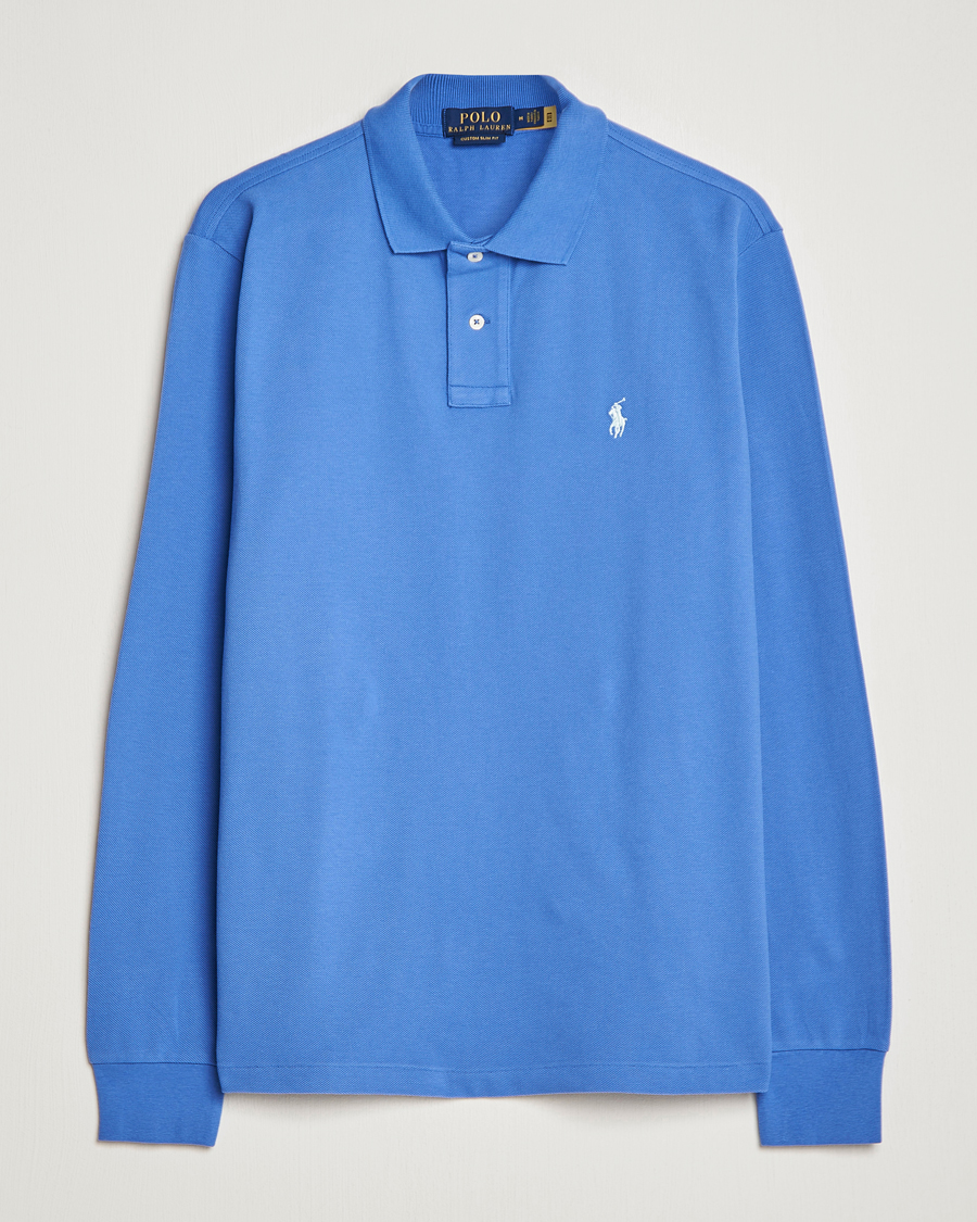 Men | Sweaters & Knitwear | Polo Ralph Lauren | Custom Slim Fit Long Sleeve Polo Maidstone Blue