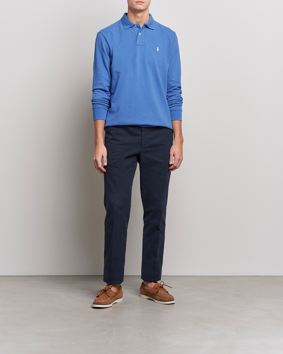 Men | Long Sleeve Polo Shirts | Polo Ralph Lauren | Custom Slim Fit Long Sleeve Polo Maidstone Blue