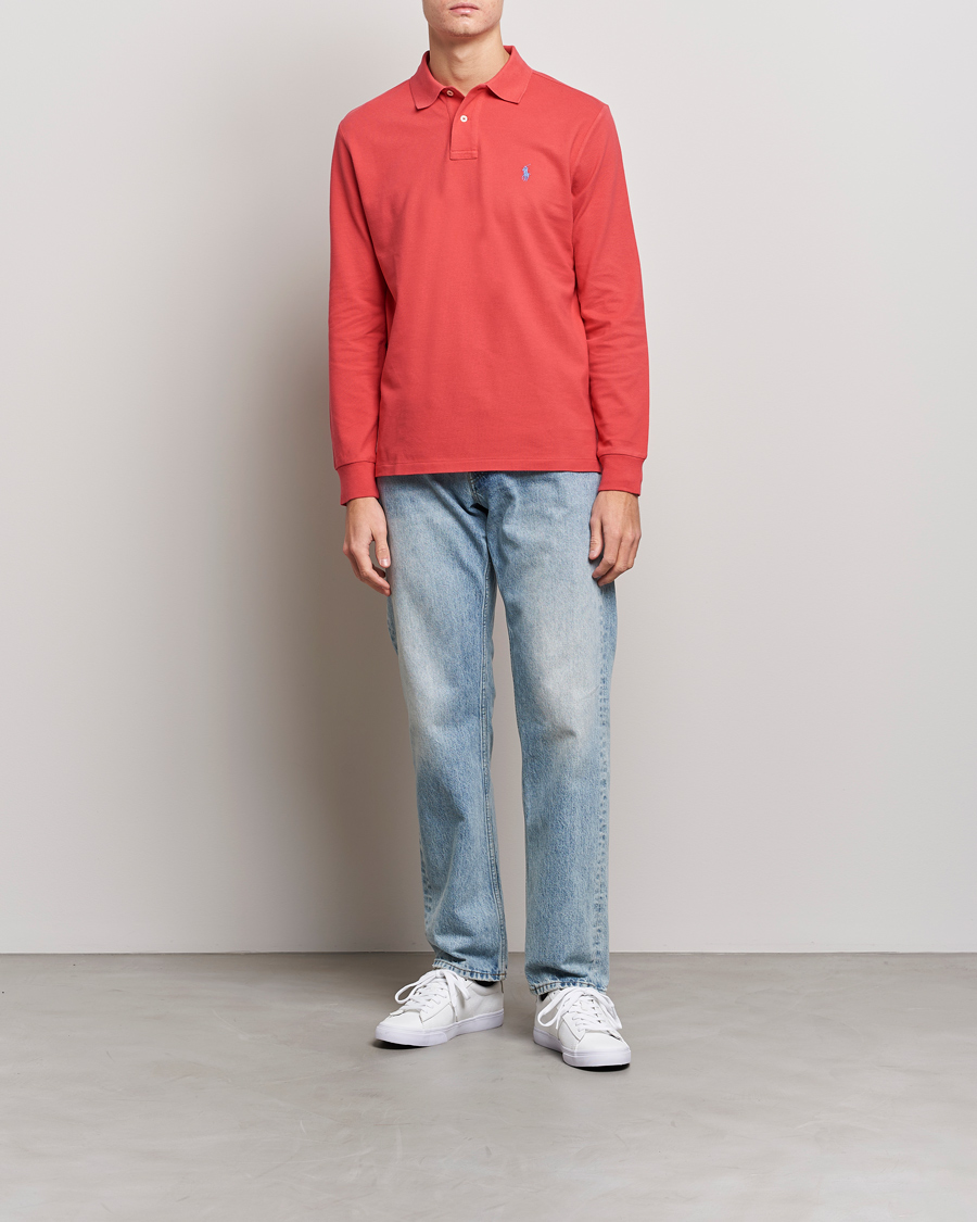 Men |  | Polo Ralph Lauren | Custom Slim Fit Long Sleeve Polo Starboard Red