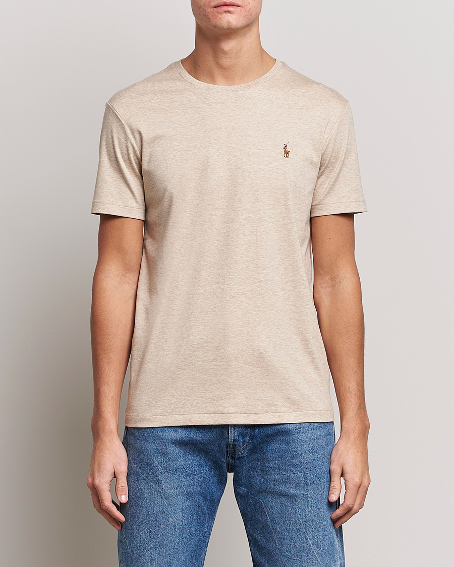 Men | Short Sleeve T-shirts | Polo Ralph Lauren | Luxury Pima Cotton Crew Neck T-Shirt Sand Heather