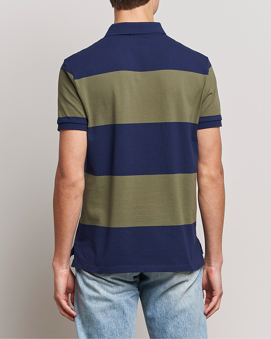 Men | Polo Shirts | Polo Ralph Lauren | Custom Slim Fit Barstriped Polo Navy/Dark Sage