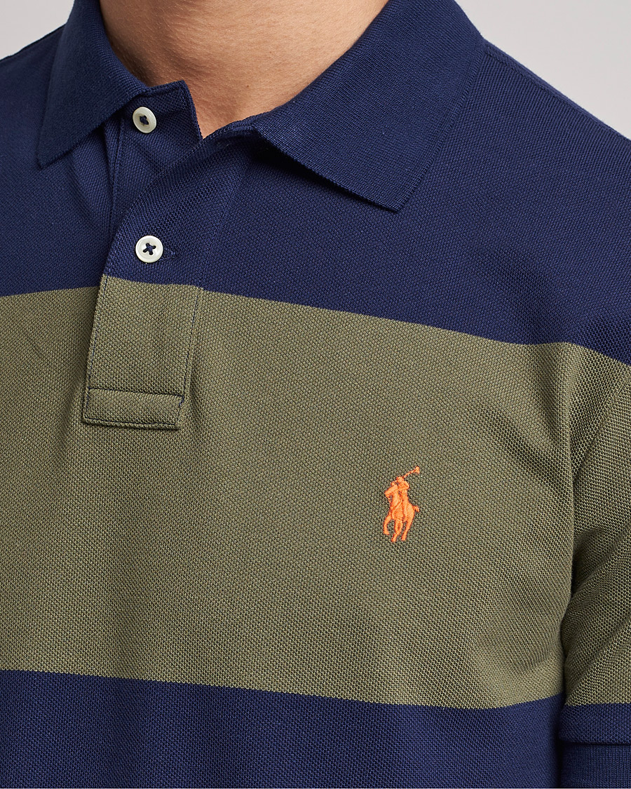 Men | Polo Shirts | Polo Ralph Lauren | Custom Slim Fit Barstriped Polo Navy/Dark Sage