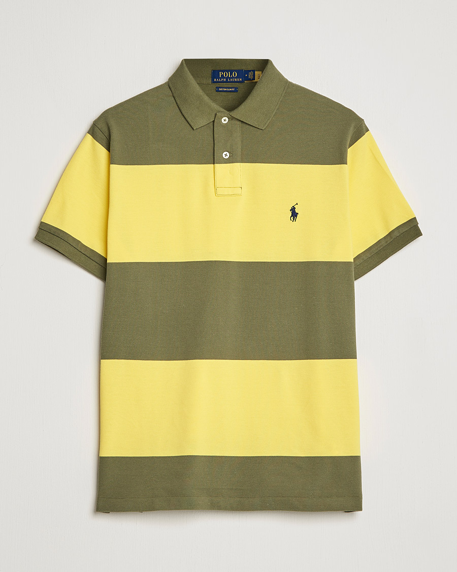 Men | Polo Shirts | Polo Ralph Lauren | Custom Slim Fit Barstriped Polo Lemon/Dark Sage