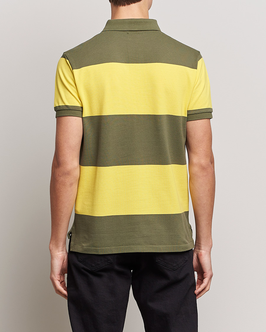 Men | Polo Shirts | Polo Ralph Lauren | Custom Slim Fit Barstriped Polo Lemon/Dark Sage