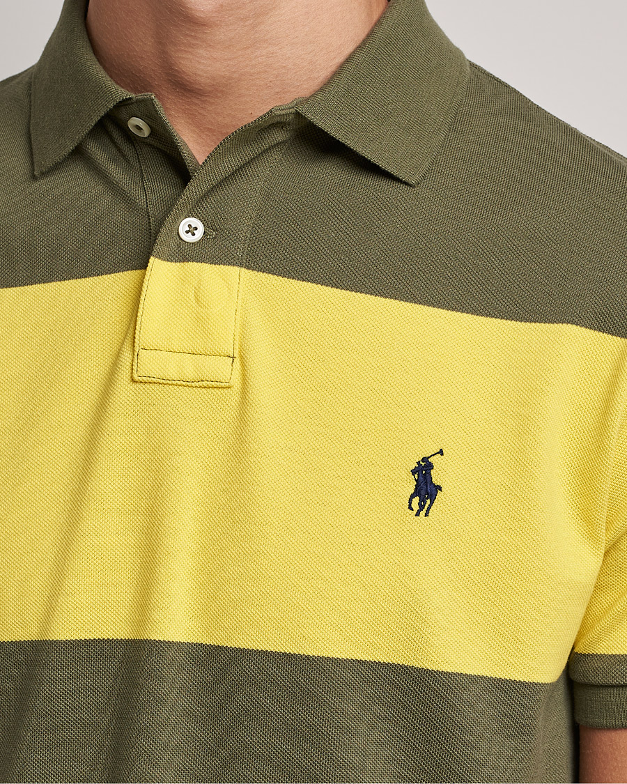 Men | Polo Shirts | Polo Ralph Lauren | Custom Slim Fit Barstriped Polo Lemon/Dark Sage