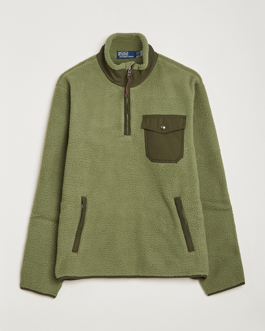 Men | Sweaters & Knitwear | Polo Ralph Lauren | Curly Sherpa Half Zip Company Olive