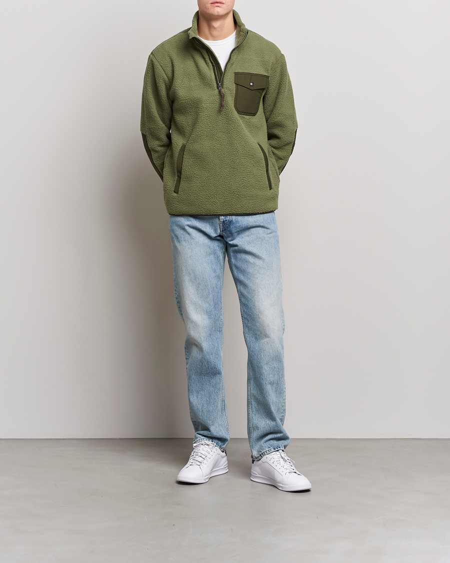 Men | Sweaters & Knitwear | Polo Ralph Lauren | Curly Sherpa Half Zip Company Olive