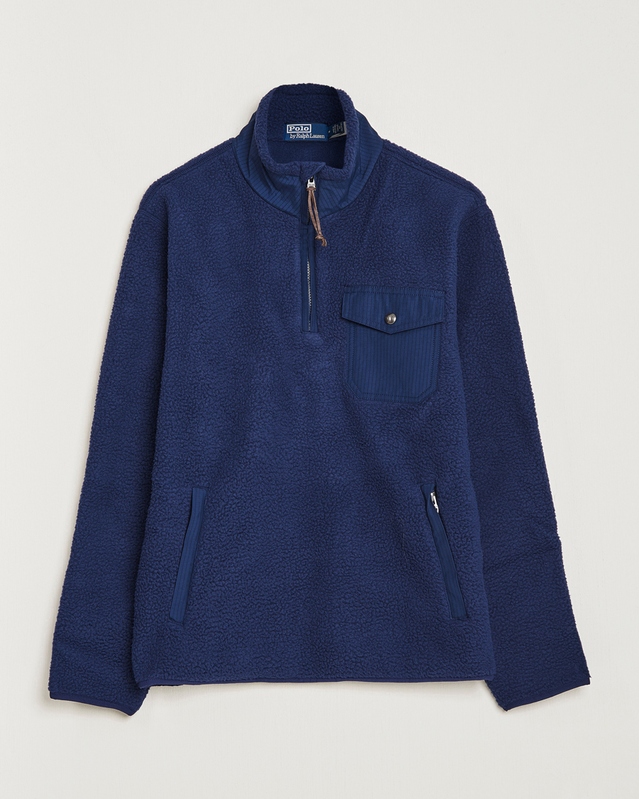Men | Sweaters & Knitwear | Polo Ralph Lauren | Curly Sherpa Half Zip Newport Navy